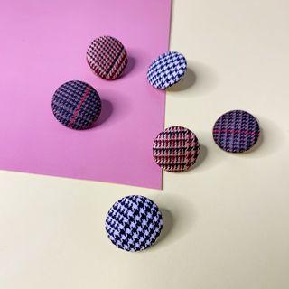 Plaid Fabric Disc Earring