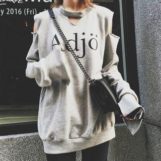 Lettering Cut Out Detailed Pullover