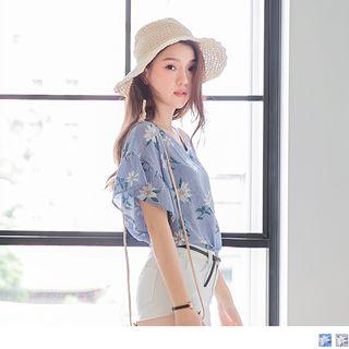 Floral Stripes Ruffle Top