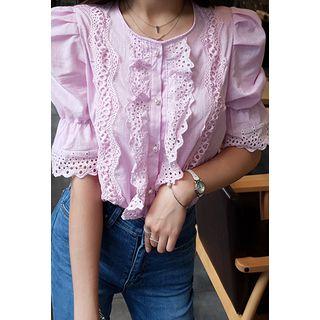 Lace-detail Faux-pearl Blouse