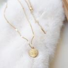 Chinese Character Pendant Necklace Gold - One Size