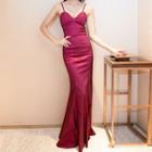 Spaghetti Strap Midi A-line Evening Gown
