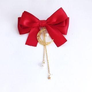 Tassel Moon Accent Bow Hair Clip