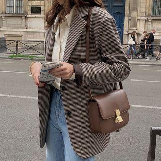 Long-sleeve Houndstooth Loose Fit Blazer