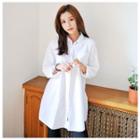 Plain Long-sleeve Shirtdress
