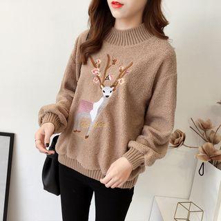 Deer Embroidery Sweatshirt