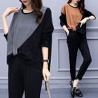 Set: Color Block Sweater + Crop Pants