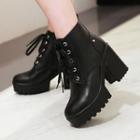 Lace-up Platform Block Heel Short Boots