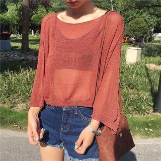 Sheer Long-sleeve Knit Sweater
