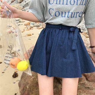 Denim A-line Skirt As Shown In Figure - One Size
