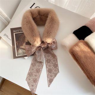 Fabric Bow Faux Fur Scarf
