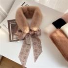 Fabric Bow Faux Fur Scarf
