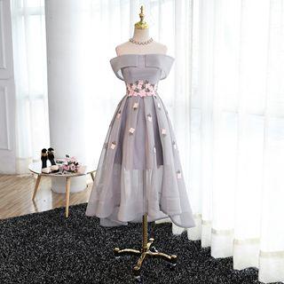 Off-shoulder Applique Cocktail Dress