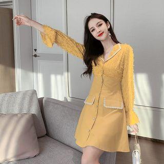 Crochet Trim Fringed A-line Blazer Dress