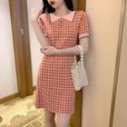 Checked Short-sleeve Collared Dress