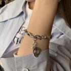 Heart Lettering Alloy Bracelet Sl0634 - Silver - One Size