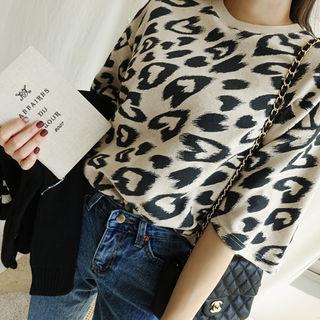 3/4-sleeve Heart Print Top
