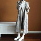 Cable Knit Hooded Long Coat
