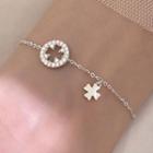 Rhinestone Clover Bracelet 1 Pc - Rhinestone Clover Bracelet - White Gold - One Size