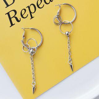 Alloy Chain Dangle Earring 1 Pair - Stud Earring - Long - Silver - One Size