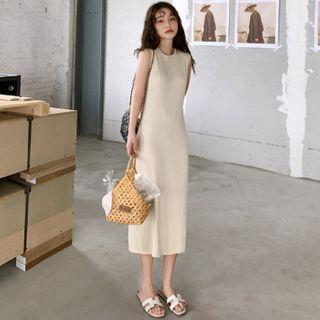 V Collar Knit Round Collar Jumper Dress