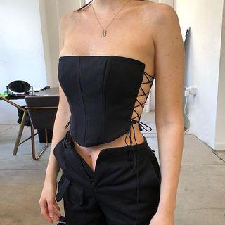 Drawstring Plain Tube Top