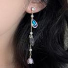 Flower Drop Earring 2723a - 1 Pair - Silver Needle - Gold - One Size