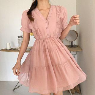 Frill-trim Tiered Dress