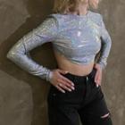 Long Sleeve Open Back Crop Top