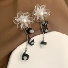 Flower Acrylic Dangle Earring 1 Pair - Black - One Size