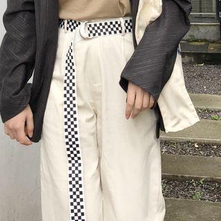 Plaid Canvas Belt Check - Black & White - One Size