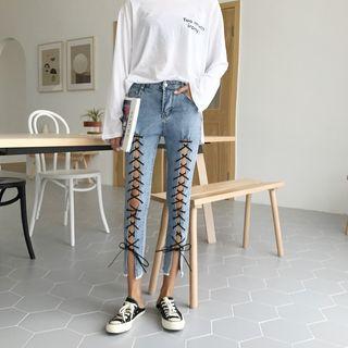 Cropped Lace-up Jeans