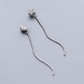 925 Sterling Silver Non-matching Moon & Star Dangle Earring 1 Pair - S925 Silver - As Shown In Figure - One Size