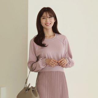 Crystal-pleated Long Sweatshirt Dress