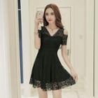Short-sleeve Cutout Lace Dress