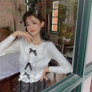 Ruffle Bow Blouse White - One Size