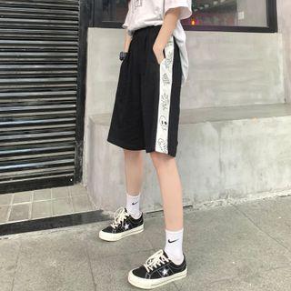 Two-tone Print Wide Leg Shorts