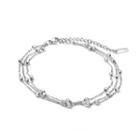 Fashion Simple Geometric Round Bead 316l Stainless Steel Multi-layer Anklet Silver - One Size