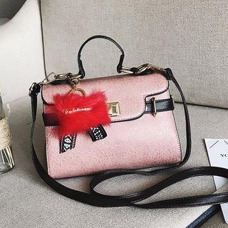 Twist Lock Satchel With Pompom Charm
