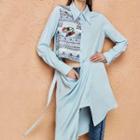 Embroidered Patterned Panel Long Shirt