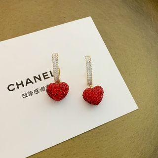 Heart Rhinestone Alloy Dangle Earring 1 Pair - Red - One Size