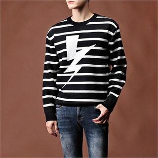 Flash Print Striped Sweater
