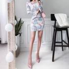 Knot-front Floral Bodycon Dress