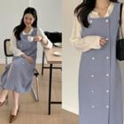 Double-button Long Dress