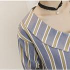 3/4-sleeve Chiffon Striped Blouse