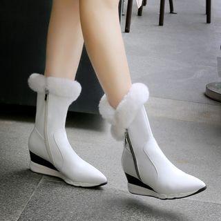 Furry Pointy Mid Cuff Boots