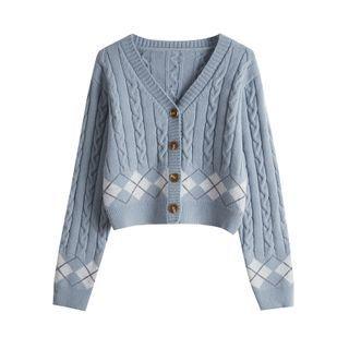 Argyle Panel Knit Cardigan