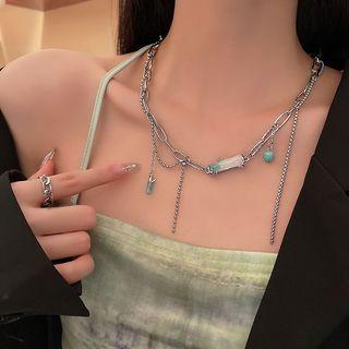 Bamboo Acrylic Alloy Choker X930 - Silver - One Size