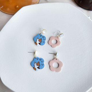 Cat Flower Glaze Earring