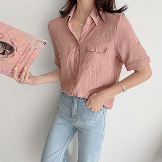 Cap-sleeve Pocket-front Shirt